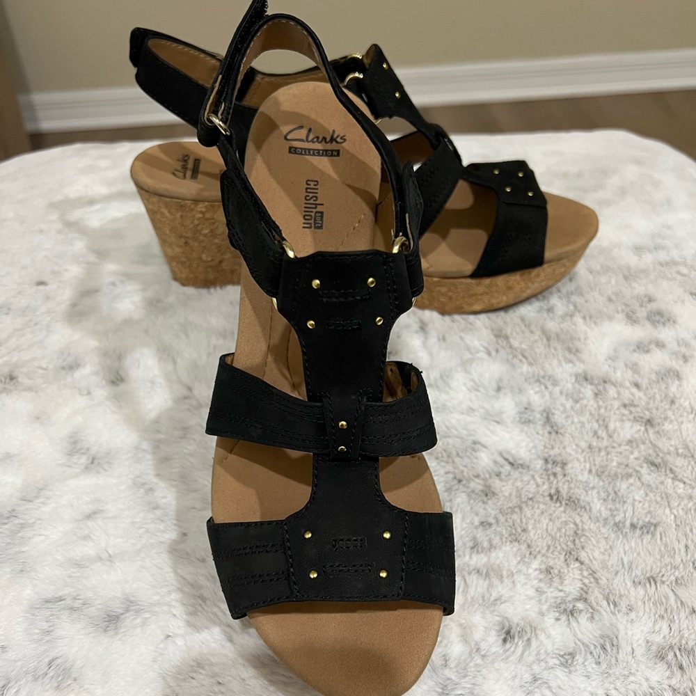 Clarks Leather Wedges Size 11, New!